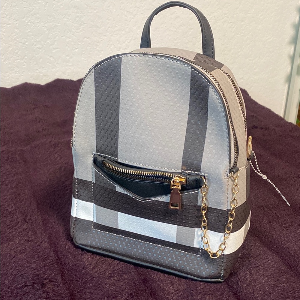 Stylish Gray and Black Mini Backpack